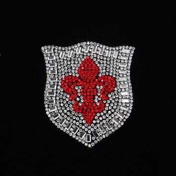 Термоклейова стразова аплікація 6,5х6 см, "Королівський герб", 1 шт.