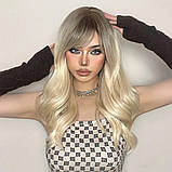 Перука блондинки з затемненими коренями, перука блондинки хвиляста, фото 6