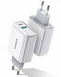 Адаптер живлення для телефону Ugreen CD170 White USB+USB Type-C Wall Charger 36W 3A, фото 8