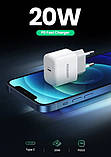 Зарядний пристрій UGREEN CD241 USB Type-C 20W Mini PD PD3.0 Fast Charger 3A Білий, фото 2