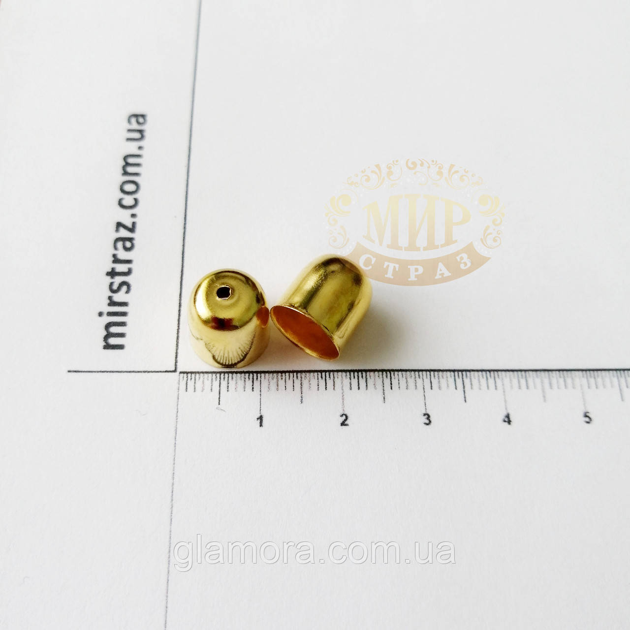 Ковпачки металеві для сережок, колір Gold, 10х11 мм, 1 пара