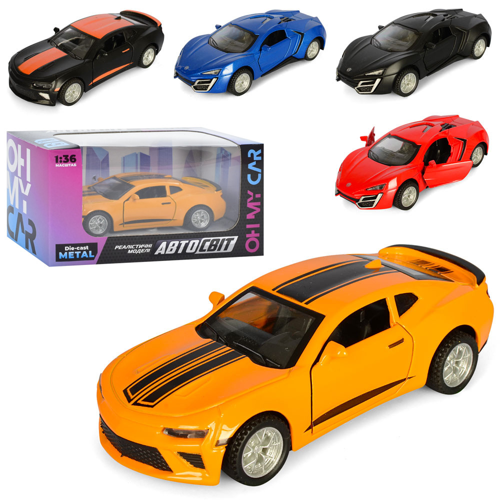 Автомобіль AS-1849 "АвтоСвіт" чорна, 1:36, металевий, інерційний, відчиняються двері, 14х7,5х6,5 см