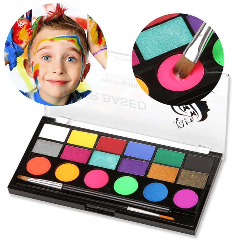 Фарби для обличчя та тіла водорозчинні (аквагрим), 18 кольорів