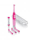 Електрична дитяча зубна щітка + пісочний годинник + насадки + футляр + наклейки Nevadent NKZ 3 A1 Pink, фото 2