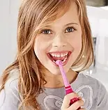 Електрична дитяча зубна щітка + пісочний годинник + насадки + футляр + наклейки Nevadent NKZ 3 A1 Pink, фото 4