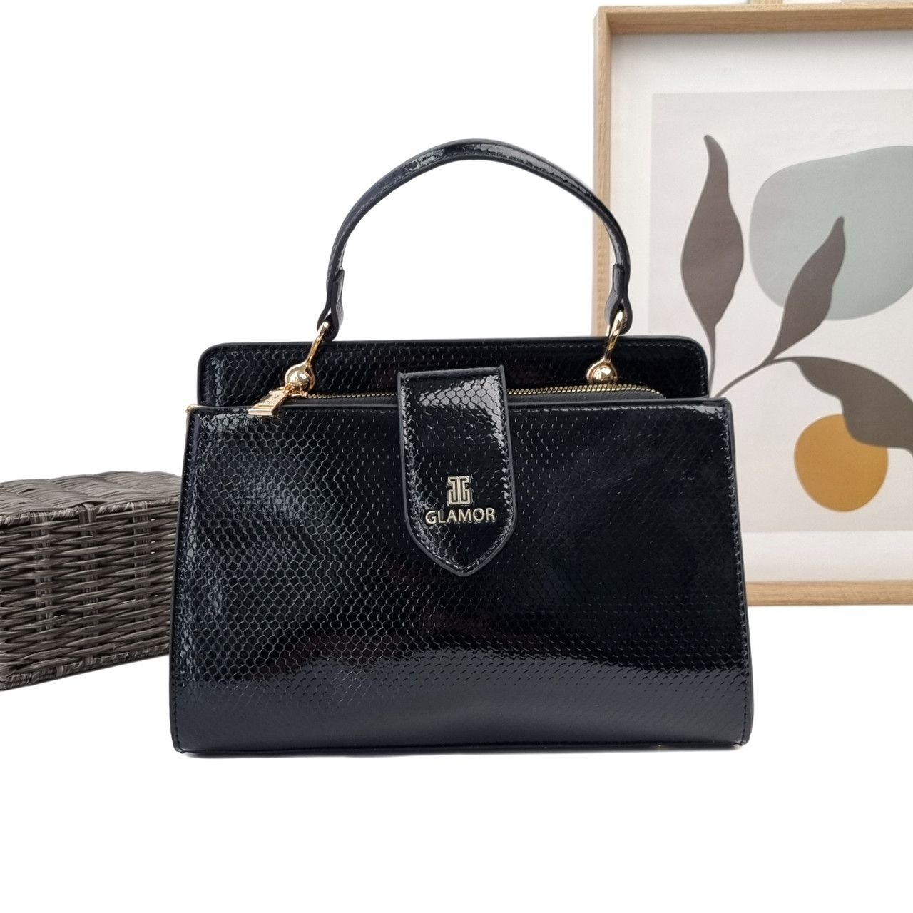 Чорна сумка з ручками екошкіра Арт.G2344 black Glamor (54)