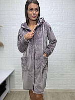 Халат жіночий на замку, ніжний велсофт