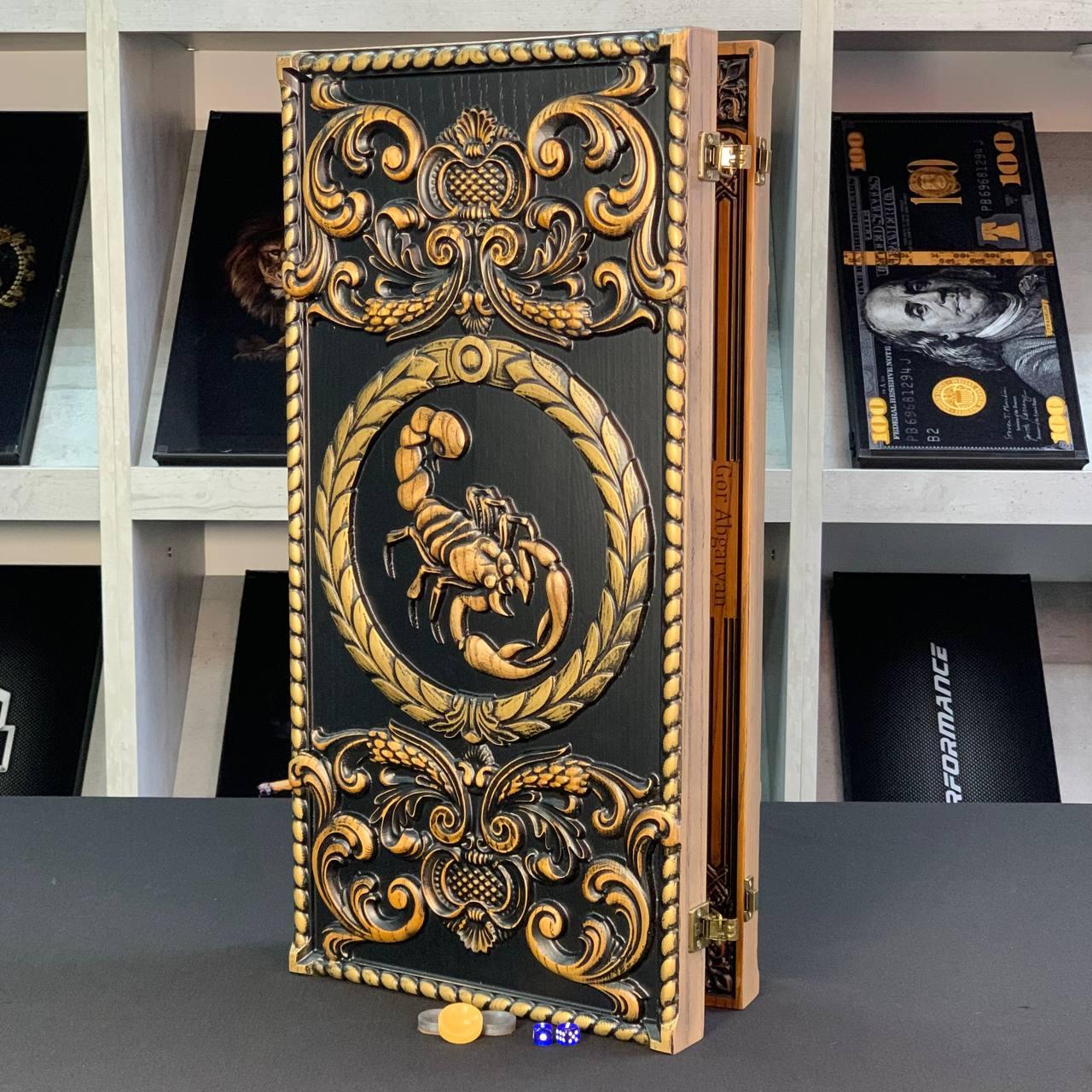 Нарди дерев'яні ручної роботи Скорпіон 68х32см подарункові, фото 1