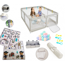 Дитячий манеж ISERE PREMIUM 120x120 бежевий+ двосторонній поролоновий килим + 50 кульок + сумка + органайзер