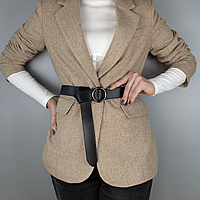 Ремінь жіночий шкіряний чорний HC-3471 (130 см) під піджак та пальто