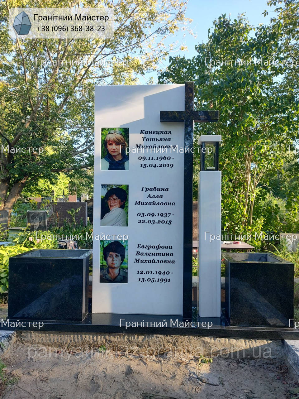Незвичайний сімейний пам'ятник із граніту та мармуру № 194