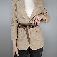 Ремінь жіночий шкіряний у два обороти SF-2501 світло-коричневий (180-230 см)