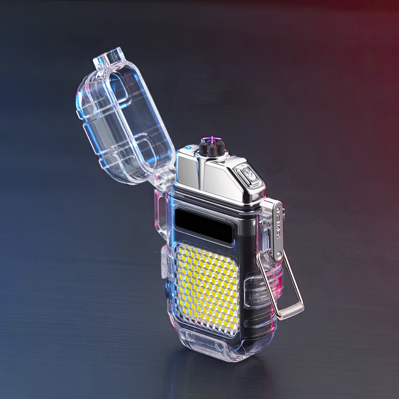 Електро-імпульсна USB запальничка з ліхтариком Double Arc Lighter ЮСБ запальничка з двома блискавками, фото 1