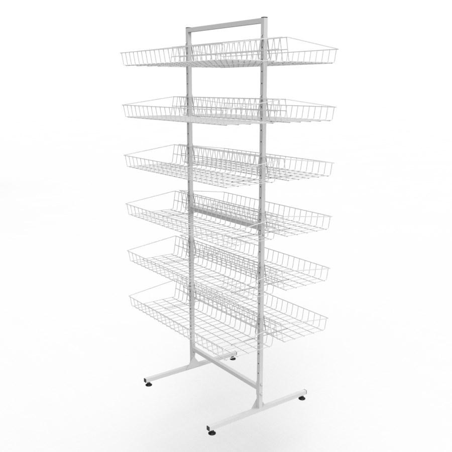 Стелаж торговий сітчастий Єва-90 двосторонній на 12 кошиків прямих