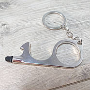 Багатофункціональний безконтактний брелок 5 в 1 Touchless multi-tool Брелок-стилус Сріблястий (KG-11866), фото 2