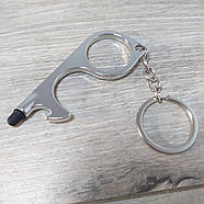 Багатофункціональний безконтактний брелок 5 в 1 Touchless multi-tool Брелок-стилус Сріблястий (KG-11866), фото 4