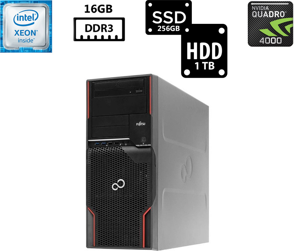 Комп'ютер Fujitsu Celsius M720/Intel Xeon E5-1620 3.60GHz/16GB DDR3/SSD 256GB+HDD 1TB/NVIDIA Quadro 4000 2GB Б/В