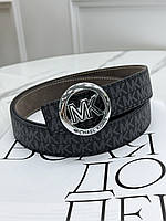 Ремень Майкл Корм Унисекс Черный Серебро Кожаный Брендовый Женский Мужской Michael Kors DBUY Ремінь Майкл Корм