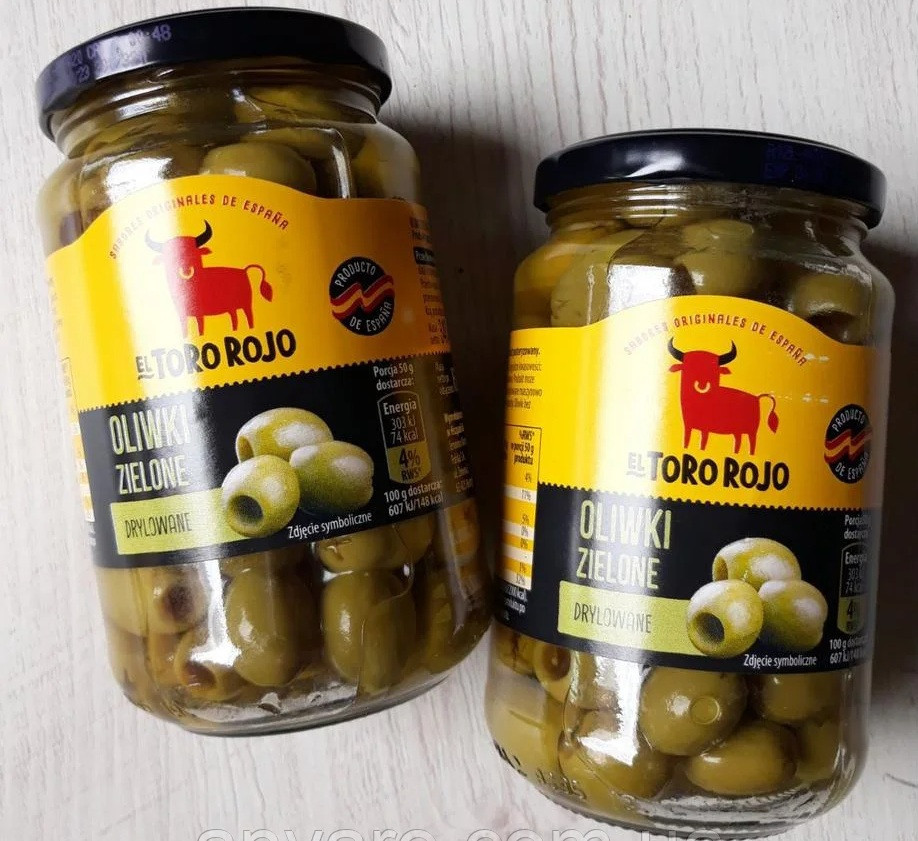Оливки El Toro Rojo зелені без кісточки Oliwki Zielone Drylowane 340 г Іспанія, фото 1