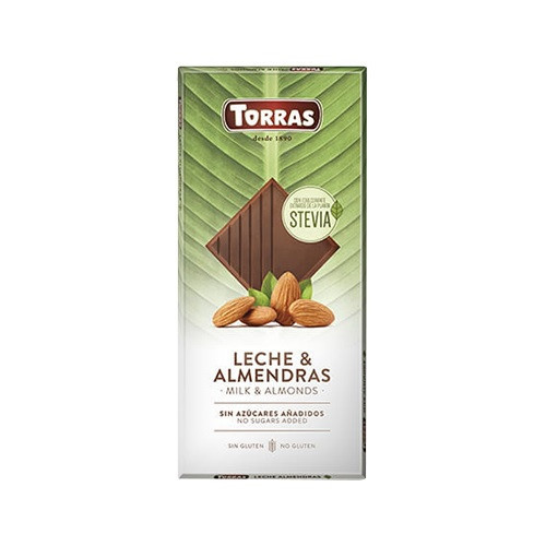 Шоколад молочний без цукру без глютену Torras з мигдалем Leche & Almendras 125 г Іспанія (опт 3 шт)