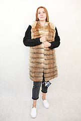 Жилетка-куртка з хутра лисиці з рукавами