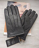 Чоловічі шкіряні рукавички перчатки з оленячої шкіри, підкладка хутро, Румунія, фото 3