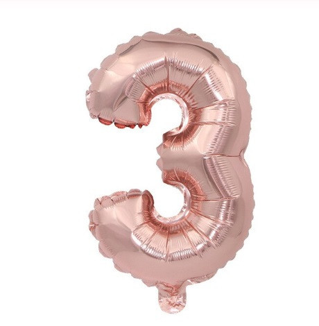 Кулька цифра 3 фольгована 32 дюйма рожеве золото, фото 1