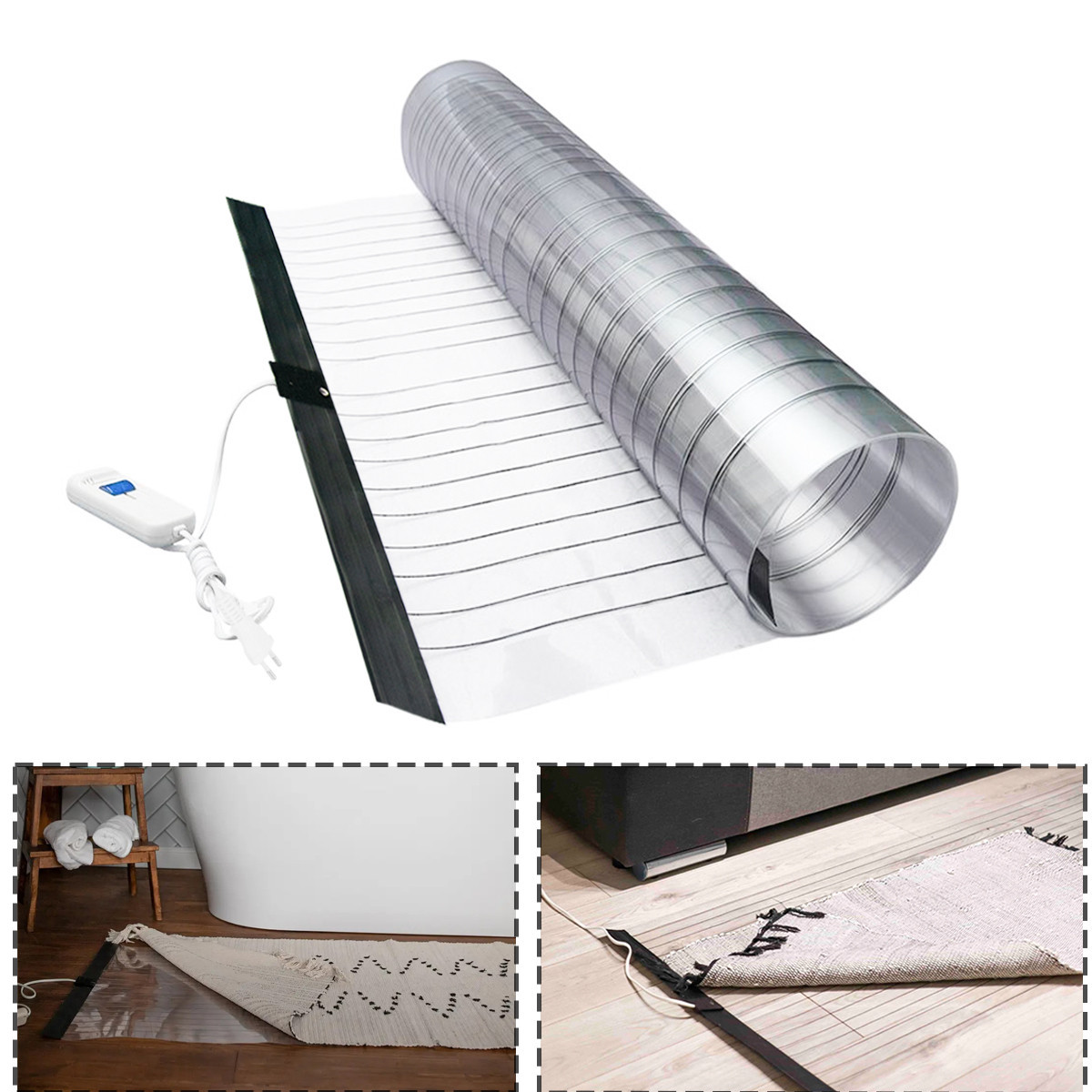 Плівкова тепла підлога електрична "Тріо-СамеТо" 100х57 см, мобільна тепла підлога з підігрівом 200W, фото 1