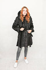 Шуба з натурального хутра нутрії чорна