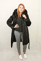 Шуба з хутра нутрії натуральна, колір шоколад