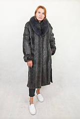 Шуба з хутра нутрії натуральна, колір графіт