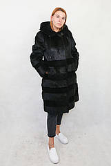 Шуба-трансформер із хутра нутрії натуральна, чорна
