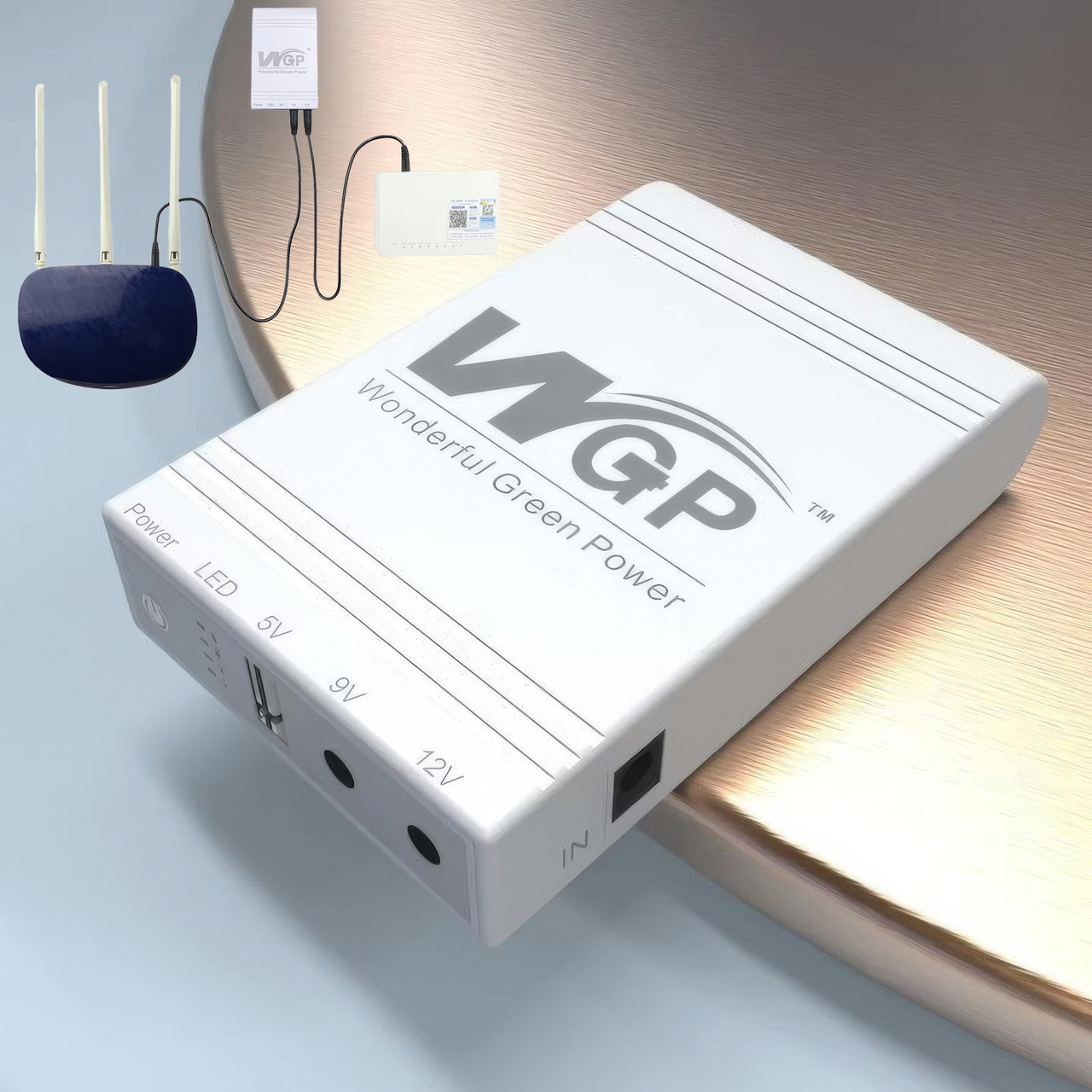 Міні УПС для роутера Mini DC UPS WGP103-5912 Білий, 38.48wH/10400mAh, ups дбж для роутера 12 вольт, фото 1