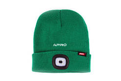 Шапка з ліхтариком зелена APRО 200Лм 300мАг