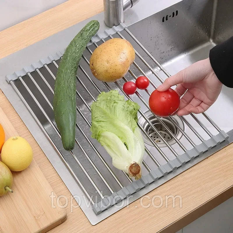 Сушка для посуду на мийку Kitchen Drainboard Сіра 23*37 см, сушарка посуду на раковину (сушарка)