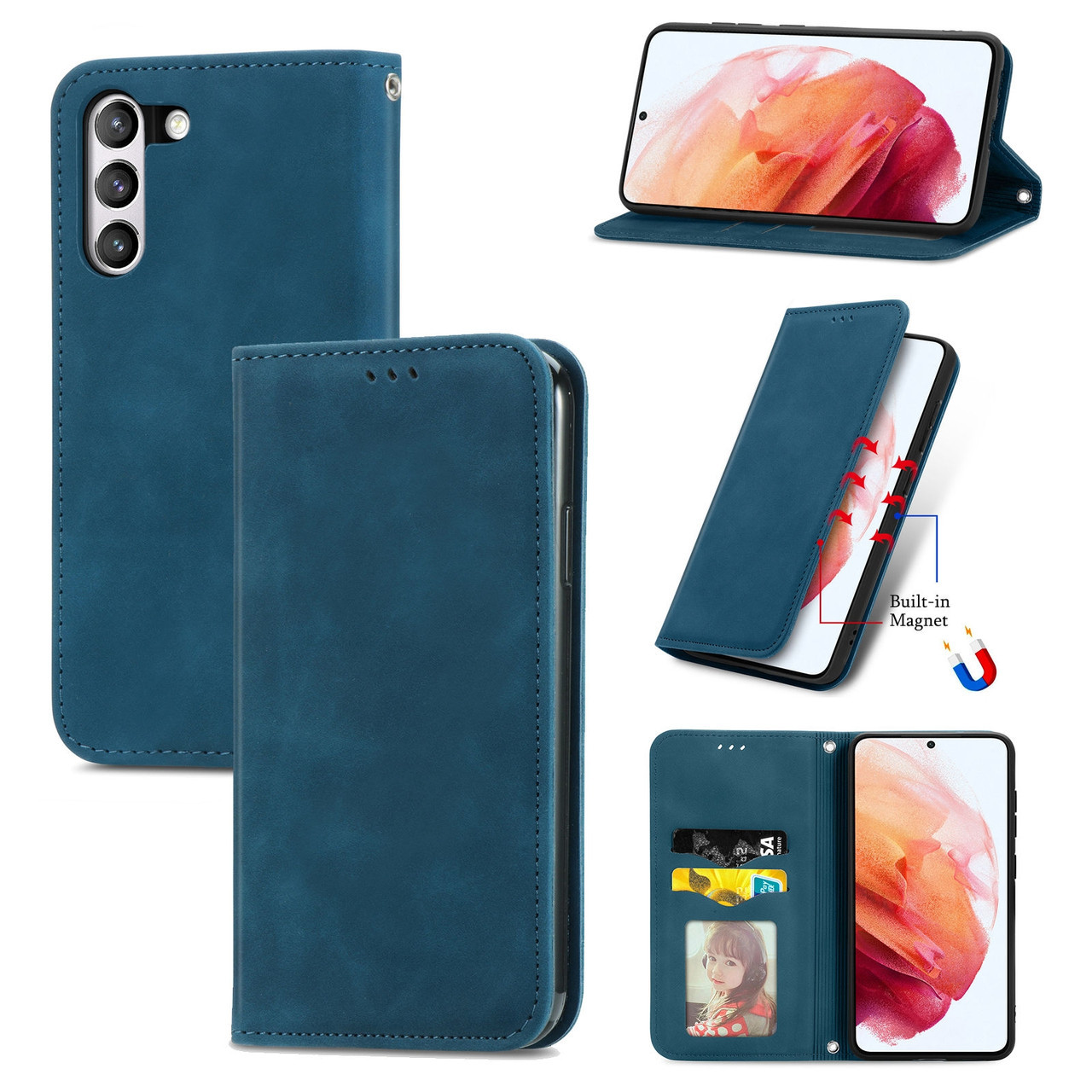 Чохол-книжка Skin Feel Leather Wallet для Samsung Galaxy S21 FE Blue