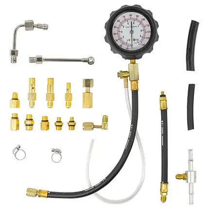 Набір для вимірювання тиску в паливних системах 20 дизель, бензин предметів (0-10bar), у кейсі, фото 2