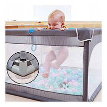 Дитячий манеж ISERE PREMIUM 90x90см сірий з 4 ручками + сумка, фото 3