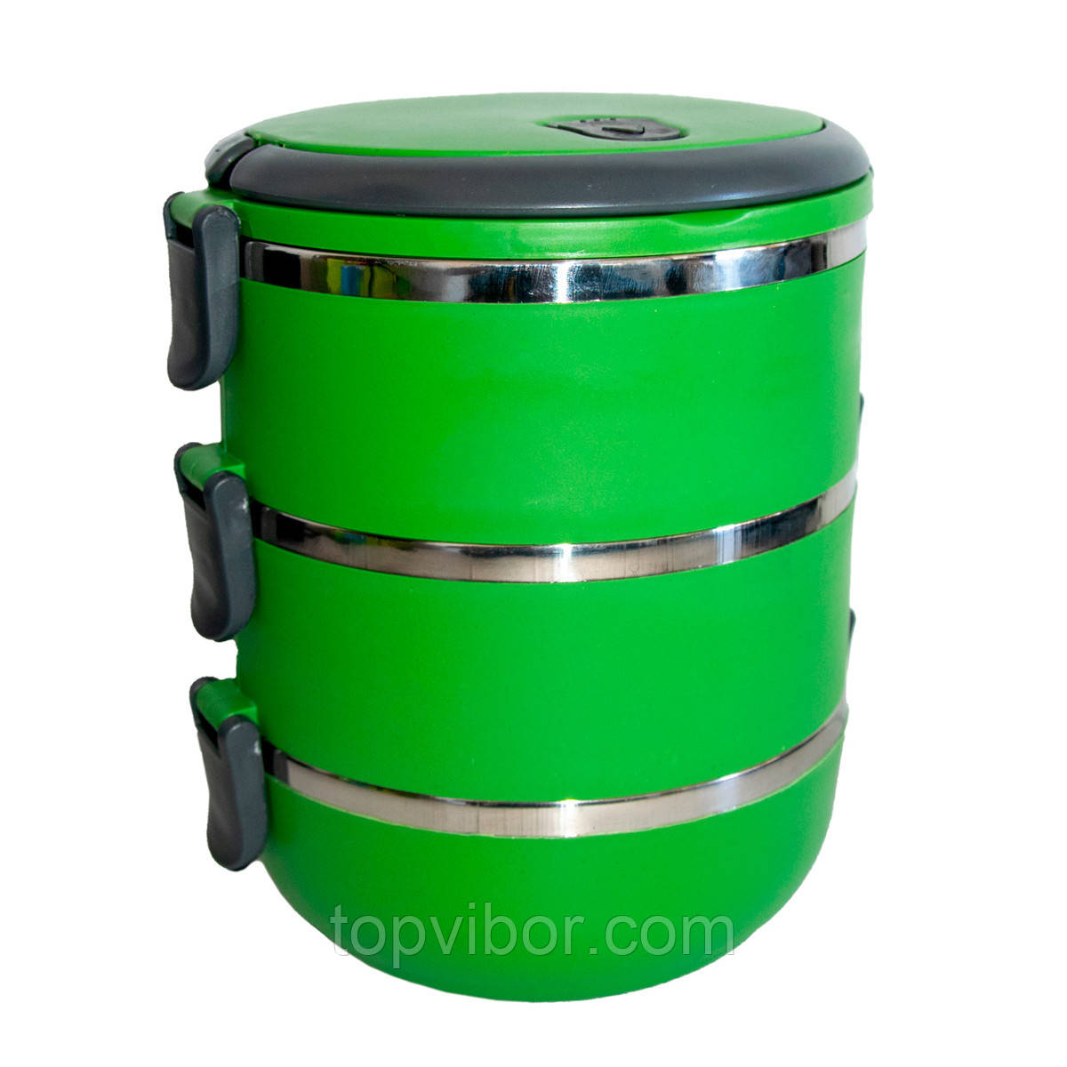 Термо-ланч бокс з нержавіючої сталі Lunch-box Three Layers Зелений, харчовий потрійний ланчбокс
