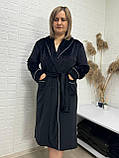 Халат велюровий, з шалевим комірцем на запах у розмірі XL чорного кольору, фото 4