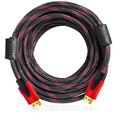 Кабель HDMI-HDMI 10м, з посиленою обмоткою та фільтрами / HDMI шнур / HDMI провод від комп'ютера до телевізора