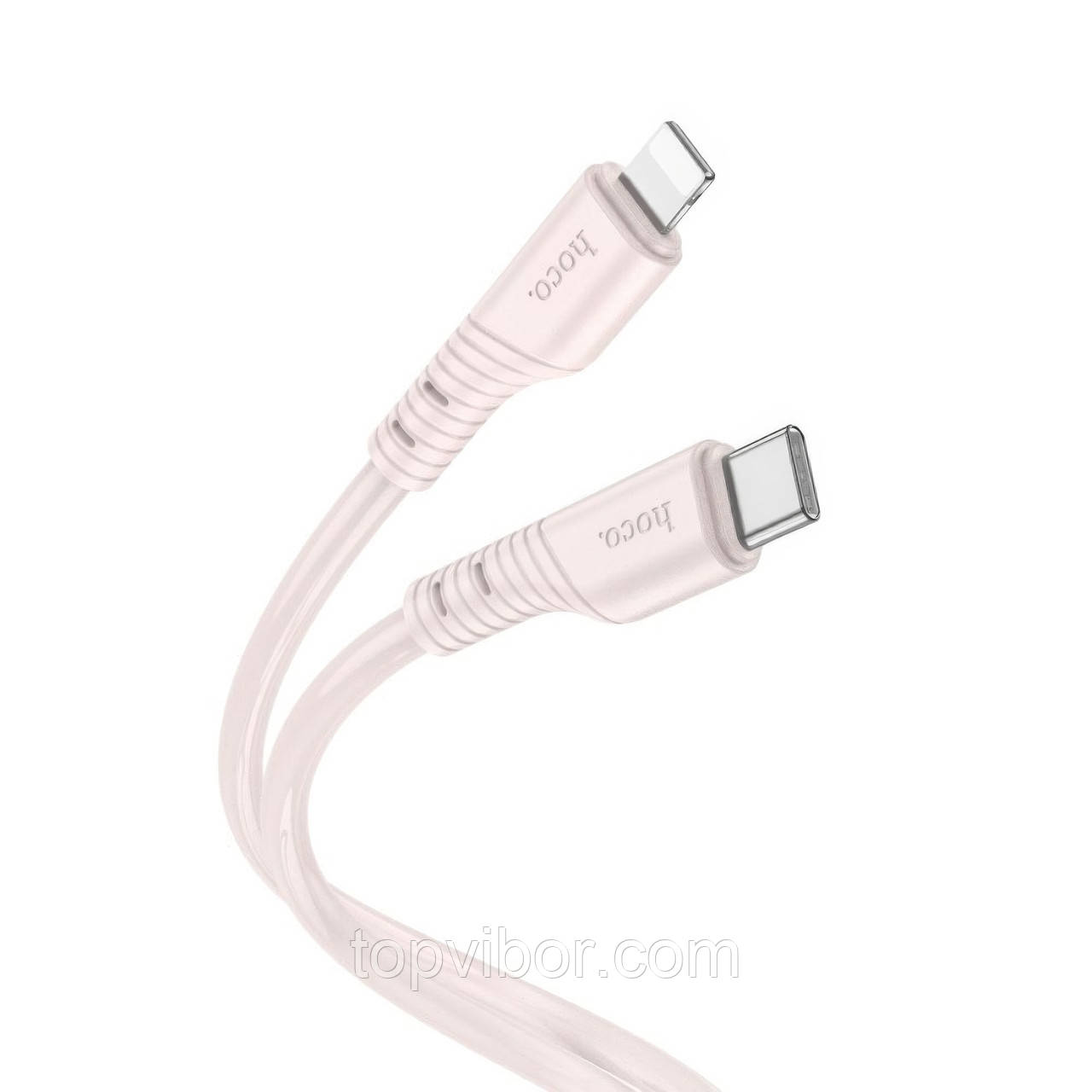 Кабель USB Type C Lightning Hoco X97 Crystal PD20W 3А Silicone Рожевий, провід для заряджання айфону