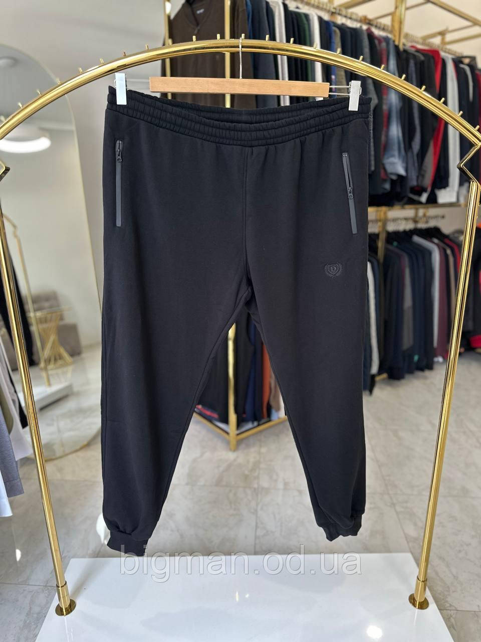 Чоловічі теплі спортивні штани на манжетах Dekons 1829 (батал) 6-10XL чорні