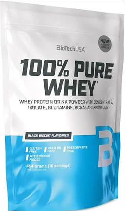 Протеїн BioTech 100% Pure Whey 454 g чорний бісквіт, фото 1
