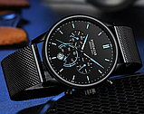 Хороший металевий годинник чорний наручний чоловічий, фото 4