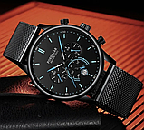 Хороший металевий годинник чорний наручний чоловічий, фото 2