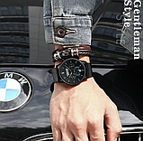 Хороший металевий годинник чорний наручний чоловічий, фото 8