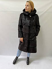 Шуба-трансформер із хутра нутрії натуральна, гіркий шоколад