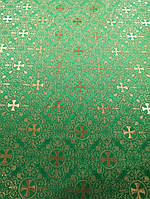 Трояндовий текстиль Аланія зелена із золотом Аланія