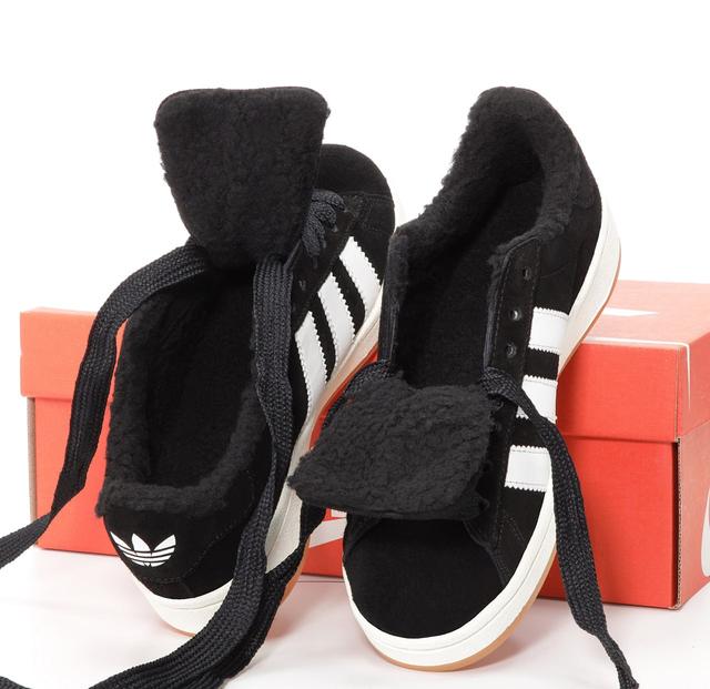 adidas campus black fur winter